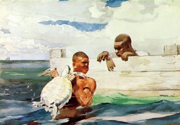 Aquarelle œuvres - Le Turtle Pond Winslow Homer aquarelle